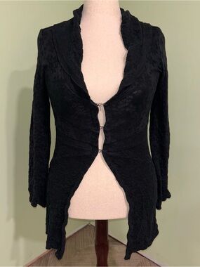 Transit Par Such Black Linen Cardigan Lagenlook Textured Y2K Euro Women’s Sz 10